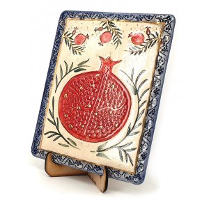 Art in Clay Handcrafted Ceramic 24K Gold Decorated Plaque - Pomegranates