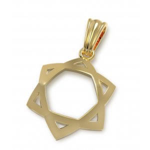 14K Gold Unique Star of David Pendant - Concave Shape