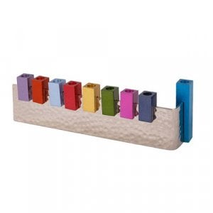 Yair Emanuel L-Shaped Chanukah Menorah, Cube Candle Holders - Multicolor