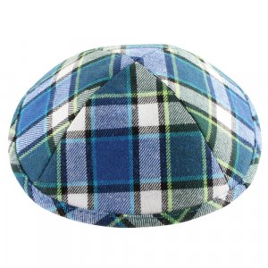 Checked Blue Cloth Kippah