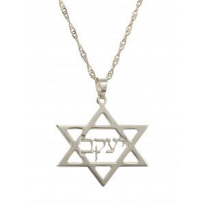 Custom Hebrew Name Necklace inside Star of David in 925 Sterling Silver