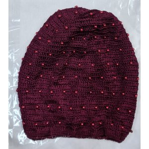 Short Length Womans Lined Snood  Small Crocheted Stitch with Beading