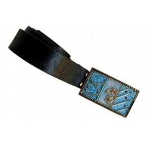 Woman's Belt with Turquoise Flower Design Buckle by Iris Design