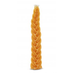 Handcrafted Flat Beeswax Braided Havdalah Candle - Yellow Gold