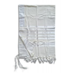 Talitnia Barak, Non-slip Lightweight Wool Tallit Prayer Shawl - White Stripes