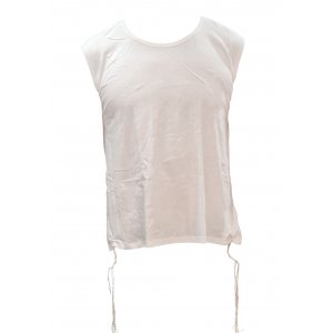 Childrens White Sleeveless Undershirt with Tzitzit