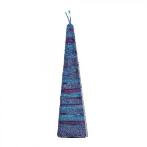 Galilee Style Handmade Pyramid Havdalah Candle - Blue and Purple Bands