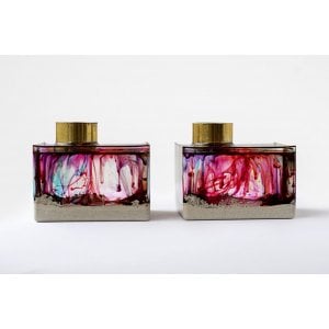 Graciela Noemi Handcrafted Transparent Resin Candlesticks - Deep Red