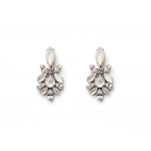 Amaro Handcrafted Pearl and Crystal Earrings, Flower - Pearl Jam Collection