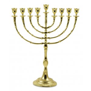 Tall Gold Color Classic Chanukah Menorah - 16 Inches