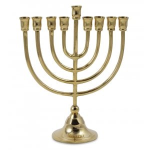 Brass Chanukah Menorah Classic Design, for Candles - 10 Inches