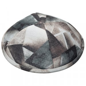 Children's Gray Geometric Design Flat Cloth Kippah