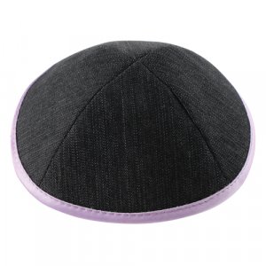 Dark Denim Kippah with Purple Border