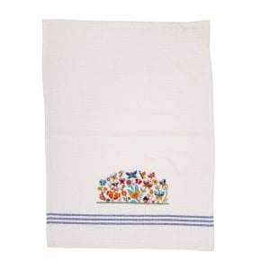 Yair Emanuel Netilat Yadayim Towel - Embroidered Flowers and Butterflies