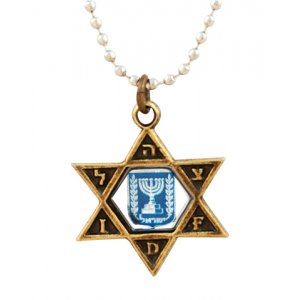 Necklace, Israeli Army IDF Menorah Emblem Bronze Pendant - Ball Chain