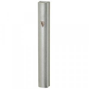 Rounded Silver Matte Aluminum Mezuzah Case, Side Channels  Various Sizes