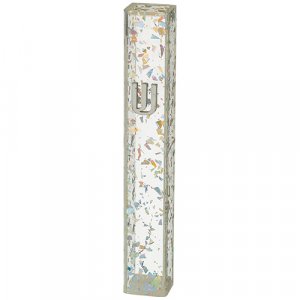 Perspex Transparent Plastic Mezuzah Case, Colored Confetti Design - 12 cm Scroll