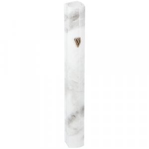 Gray and White Marble Aluminum Mezuzah Case, Side Channels  Various Lengths