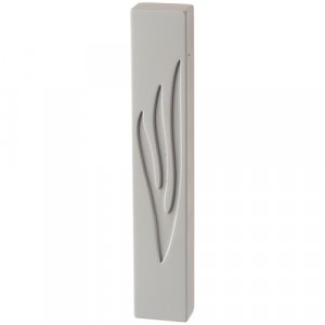 Gray Polyresin Mezuzah Case, Decorative Elongated Shin  Choice of Lengths