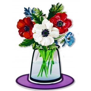 Dorit Judaica Free-Standing Sculpture - Colorful Bouquet of Anemones