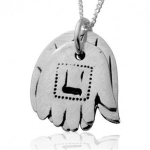 Sterling Silver Two Hamsa Kabbalah Pendant by HaAri Jewelry