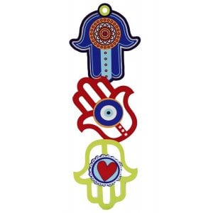 Dorit Judaica Triple Hamsa Wall Hanging - Decorative and Colorful