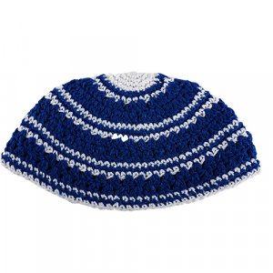 Blue and White Stripes Frik Kippah