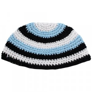 Blue, Black and White Stripes Frik Kippah