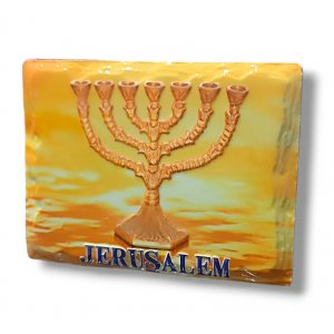 Textured Ceramic Magnet - Golden Seven Branch Temple Menorah