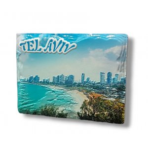 Textured Ceramic Magnet  Colorful Tel Aviv Seashore