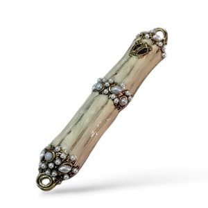 Small Pewter and Metal Mezuzah Case with Gleaming Stones, Enamel - Choice of Colors