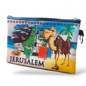 Colorful Polyester Change Purse, Israel Map and Camels and Stars of David