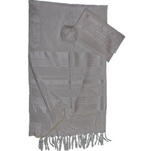 Gabrieli Handwoven White Silk Tallit Set - White Stripes