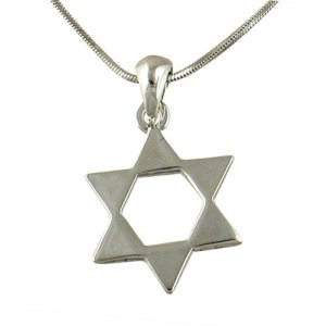 Rhodium Pendant Necklace - Open Star of David Necklace