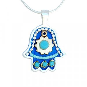 Blue Hamsa Pendant by Ester Shahaf