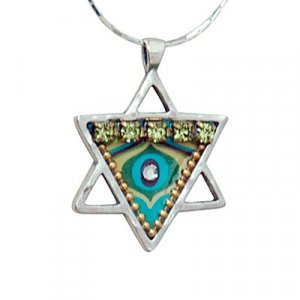 Iris Design Handmade Sterling Silver Beaded Star of David Pendant Necklace