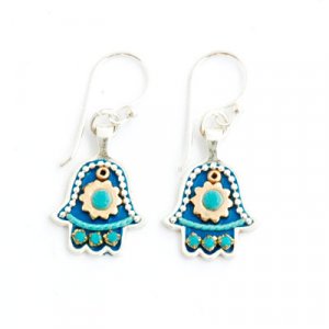 Blue Hamsa Earrings by Ester Shahaf