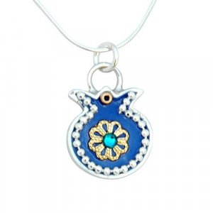 Blue Pomegranate Pendant by Ester Shahaf