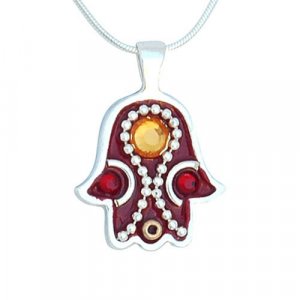 Burgundy Hamsa Jewelry by Ester Shahaf