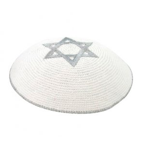 Silver Star of David knitted kippah