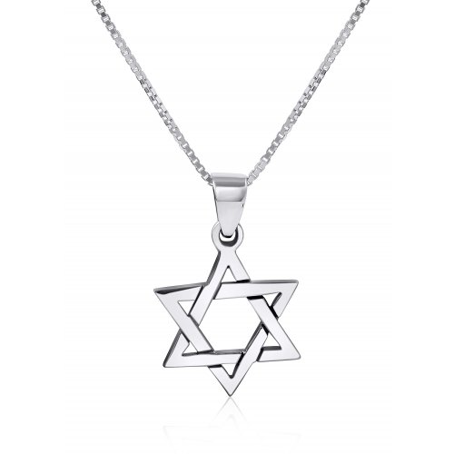 925 Sterling Silver Interlocking Triangles Star of David Necklace for Women or Men