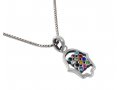 925 Sterling Silver Pendant Necklace - Hamsa with Colorful Choshen Breastplate