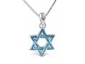 925 Sterling Silver and Opal Interlocked Star of David Necklace Pendant