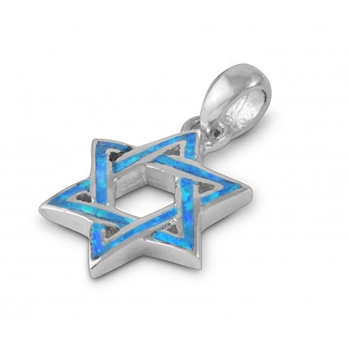 925 Sterling Silver and Opal Interlocked Star of David Necklace Pendant