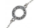 AJDesign 925 Sterling Silver Bracelet - Shema Yisrael in Open Circle Ornament