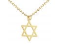 AJDesign Thin Classic 14k Gold-Plated Star of David Pendant with Chain