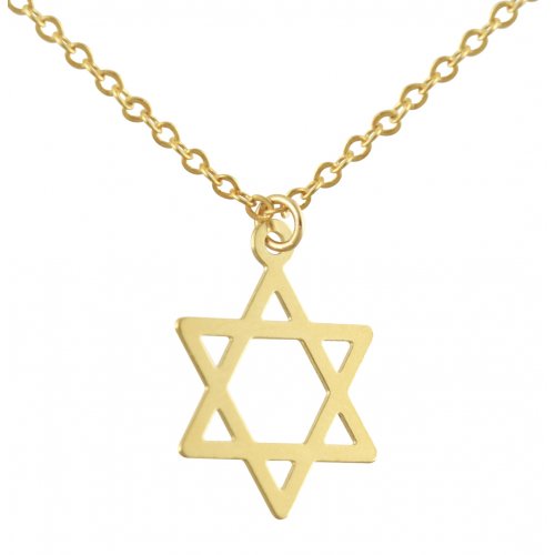 AJDesign Thin Classic 14k Gold-Plated Star of David Pendant with Chain