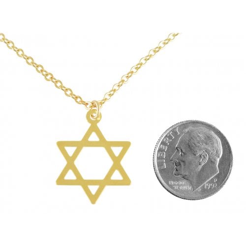 AJDesign Thin Classic 14k Gold-Plated Star of David Pendant with Chain