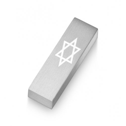 Adi Sidler Anodized Aluminum Car Mezuzah, Star of David - Silver