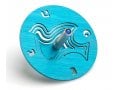 Adi Sidler Brushed Aluminum Chanukah Dreidel, Dove of Peace - Turquoise